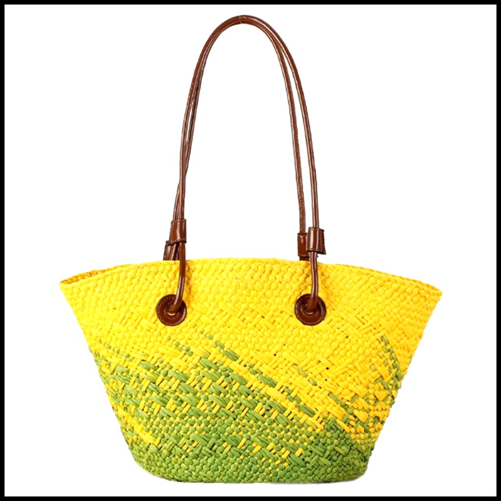 Straw Tote Bag Woven Handmade Beach Shoulder Bag Large Capacity Chic